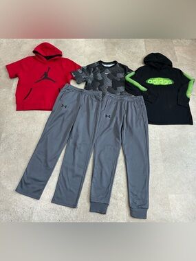 Boys UNDER ARMOUR/NIKE/ADIDAS Sweatpants..Sweatshirt & Shirt Lot, sz Large…1 NWT